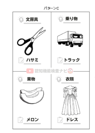 22年認知機能検査イラストパターンc模擬テスト 手がかり再生本番対策 認知機能検査ナビ